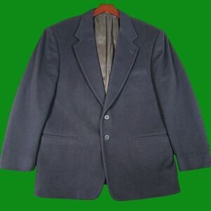 Merit Sport Coat Mens 42S Blazer Navy Blue Wool Cashmere Italian Fabric